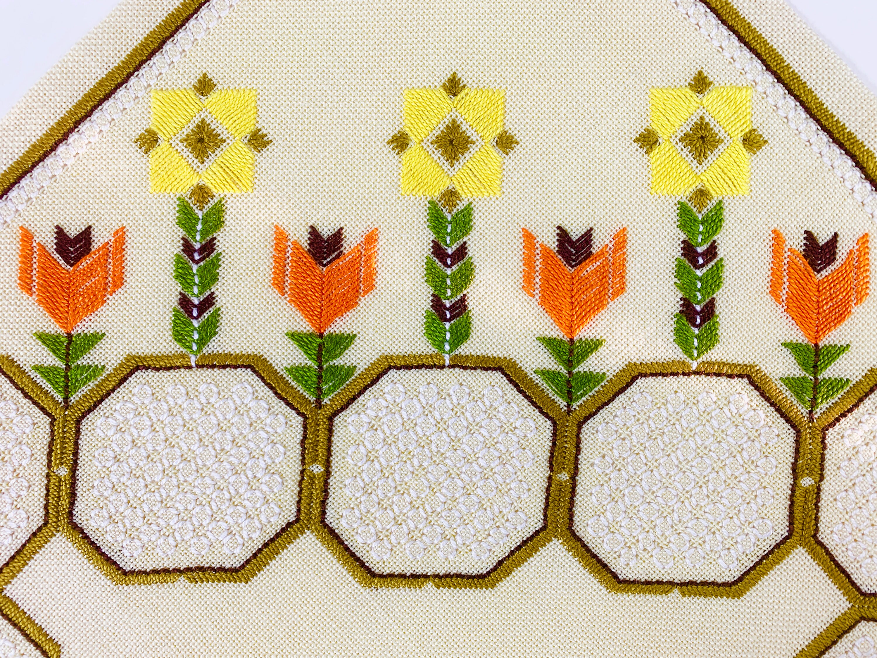 Vintage Swedish Tablecloth: Mid-century Modern Hand Embroidered