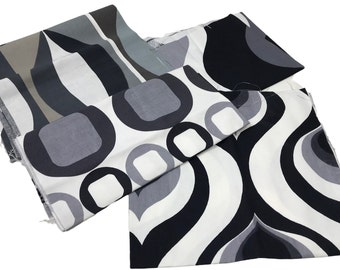 Abstract designer fabric pack Black and white cotton, Prestigious textiles remnants