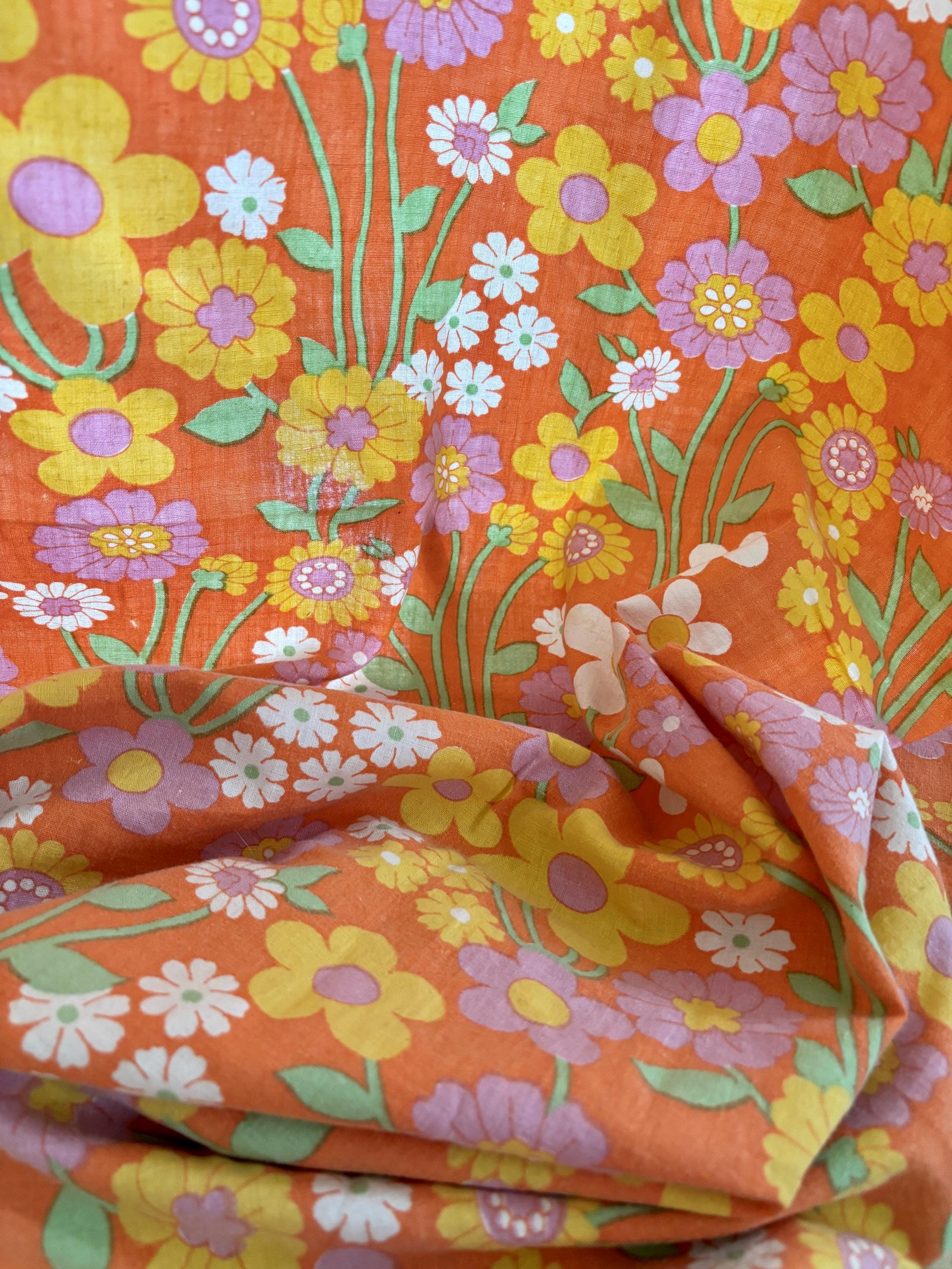 ★専用★ Swedish vintage cloth・* Vintage Swedish Cotton Fabric: 1970s Retro Floral Print, 2