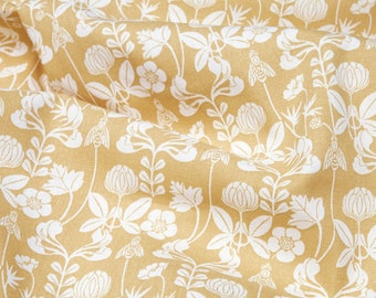 Scandinavian designer fabric with a botanical print. Carl Larson vintage fabric print High quality cotton fabric. Home decor Curtain fabric