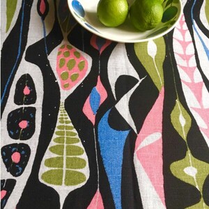 Scandinavian vintage fabric, over 5 yds abstract design. Stig Lindberg Bulbous. 50s Mid century modern fabric, Retro fabric, blue pink image 3