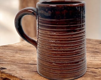Vintage Swedish Ceramic Mug | Handcrafted Stoneware Coffee Tea Cup with Textured Glaze | Mid-Century Modern Scandinavian Rustic Decor 1960s