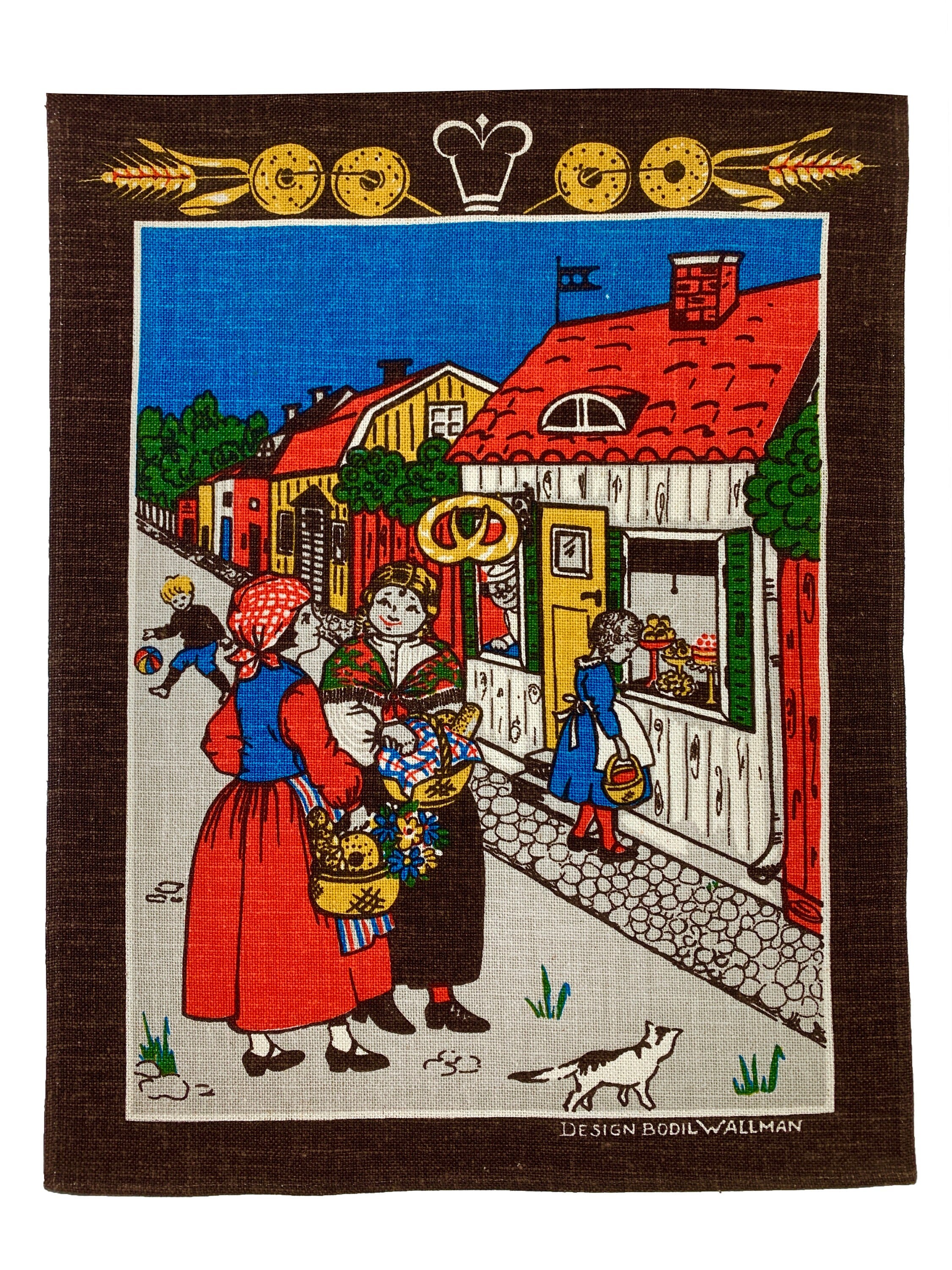 ヴィンテージ スウェーデン タペストリー 壁掛け: Bodil Wallman Folk