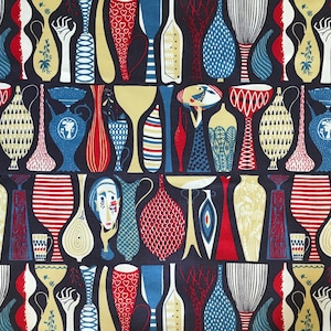 Swedish 50s vintage fabric retro print Stig Lindberg Pottery Mid century modern fabric  1950s scandinavian design designer fabric