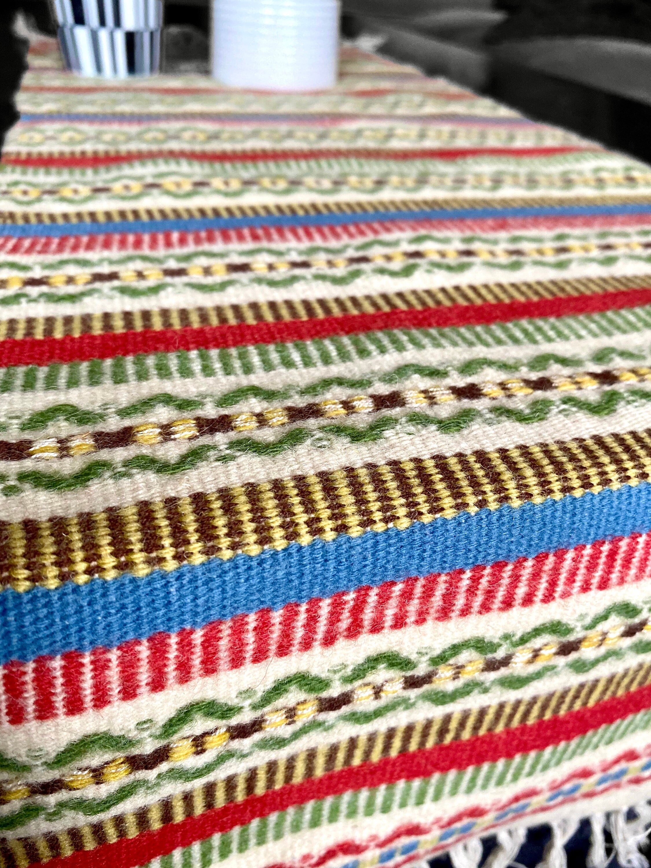 Vintage Swedish Hand-woven Table Runner | Mid-century Modern