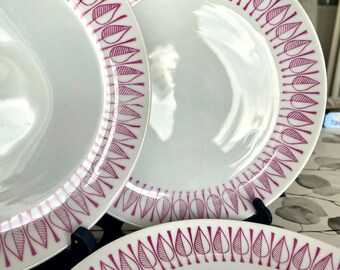 Vintage Scandinavian ceramic plate Set of 4 plates Bladdekor Karlskrona Sweden Midcentury modern Housewarming gift for collector Retro plate