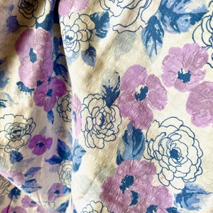 Vintage botanical fabric Mod retro fabric Floral print Swedish textile aquarelle flowers crafts sewing Scandinavian design Cotton Fabric