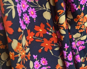 60s colorful vintage fabric Floral print Scandinavian design, made in Sweden Cotton mix fabric high quality textile Flower power