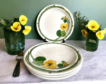 Fantastic botanical Vintage breakfast plates Thomas Rosenthal Scandic design by Herta Bengtson Nasturtium pattern Floral pattern