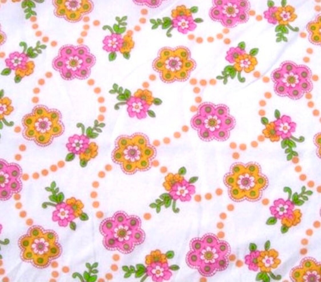 Swedish Vintage Fabric 60s Retro Print Scandinavian Pattern Yellow and