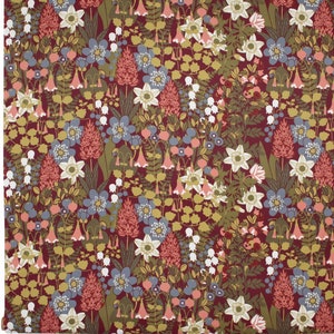 Swedish retro vintage fabric Red Scandinavian design curtains fabric Märta Lena Bjerhagen floral print Almedahls vintage fabric new print