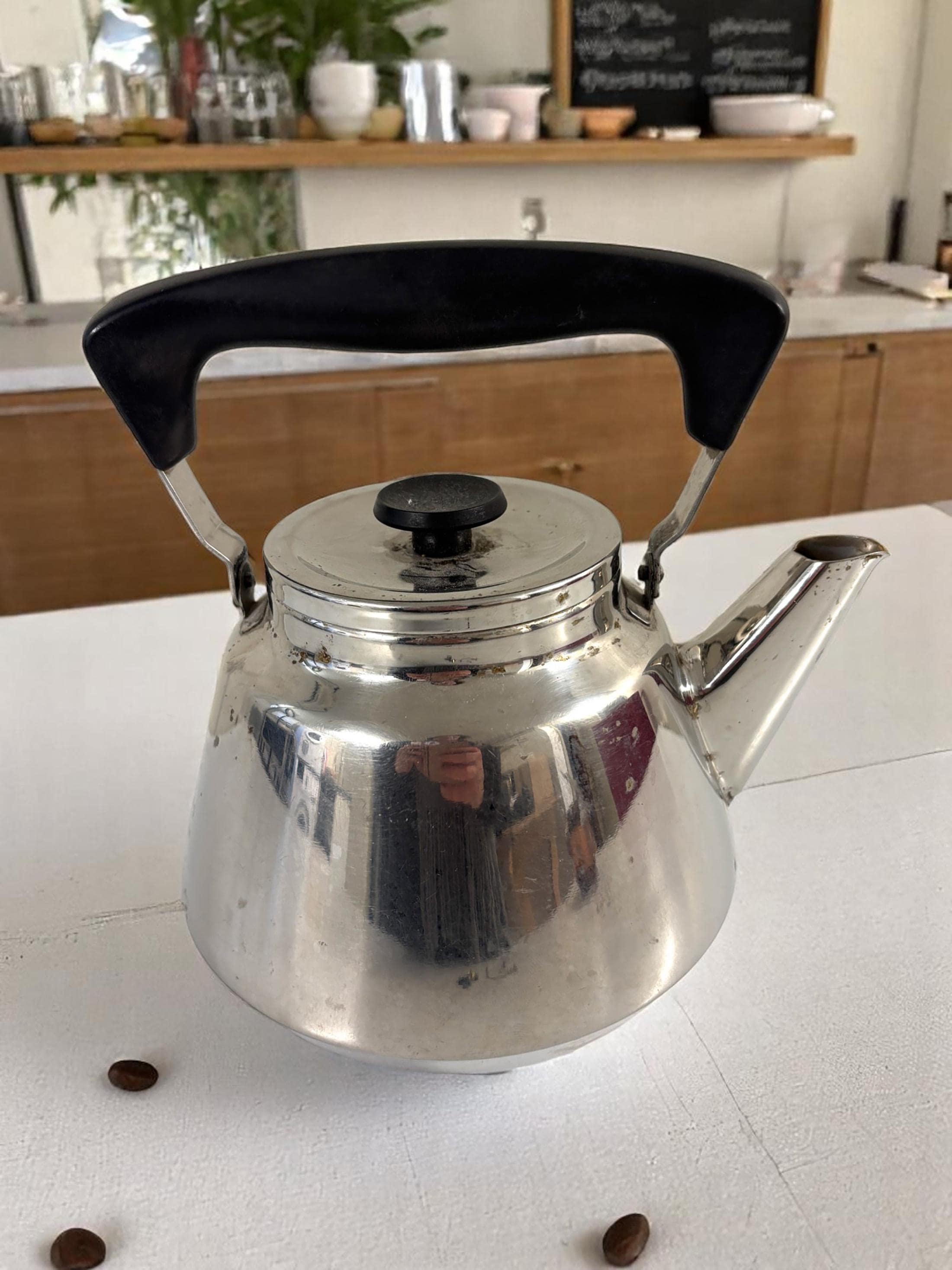 北欧ビンテージ　KOCKUMSステンレス製 ケトル ポット Vintage Kockums Sweden Teapot: Mid-century Modern Stainless Steel