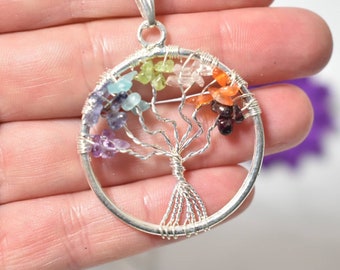 Tree Of Life Chakra Pendant, 7 Chakra Necklace, Silver Jewellery