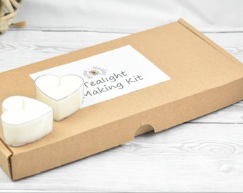 Candle Making Kit, DIY Tea lights, Art And Craft Kit, Make Your Own Tealights Gift Box Hearts