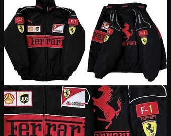 Bestickte Ferrari F1 Jacke Rennjacke Formel 1 Vintage vintage unisex Y2K 90er Jahre StreetwearRacing Weihnachtsgeschenk Herrenbekleidung