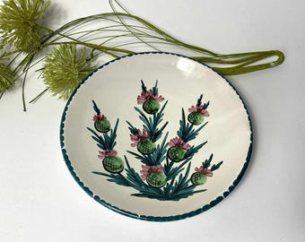 Prato vintage de cerâmica dinamarquesa de estúdio – Cardos da Escócia - Decoração para casa de campo