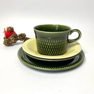 Stavangerflint Norway - GRONETTE - teacup / 2 saucers / plate - Vintage Norway - Mid century Modern Tableware - Scandinavian Modern Tea Set