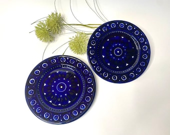 Arabia Finland - VALENCIA Salad Plates - Set of 2 - Midnight Blue pottery - Ulla Procope Design - Finnish Classic Tableware - Blue/White