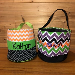 Monogrammed Halloween Bucket - Personalized Halloween Treat Bag - Embroidered Trick or Treat Bag - Halloween Tote Bag, Embroidered Halloween