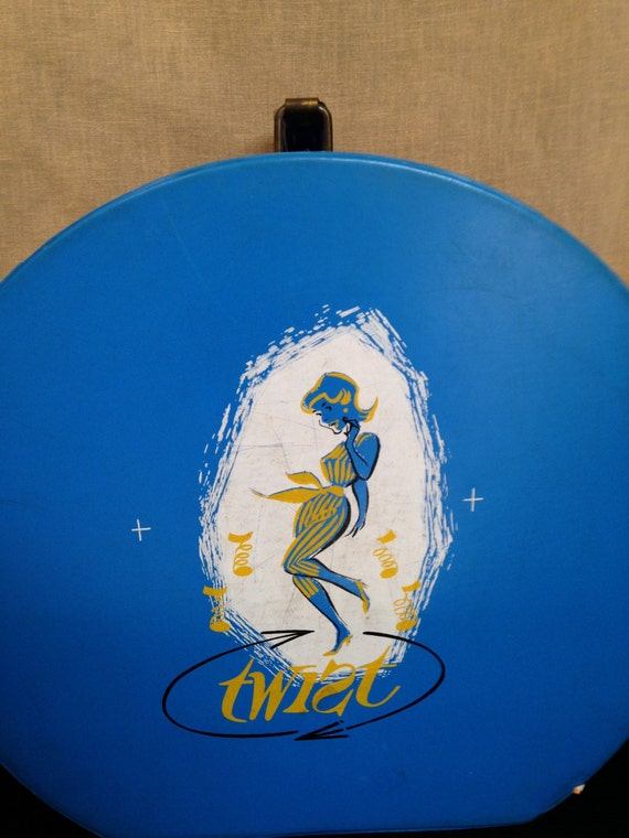 Vintage Blue "twist" Vinyl Overnight Case - Screa… - image 3