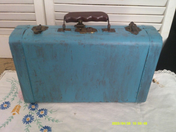 Painted Small Case, Painted Distressed Turquoise … - image 2