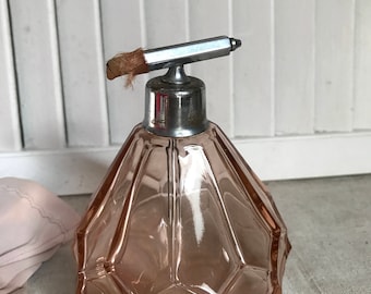 Vintage Pink Perfume Atomizer, Hollywood Regency, Cut Glass