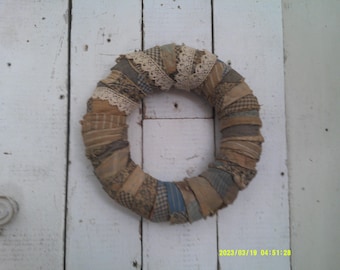 Wreath made from Vintage hand stitched Quilt