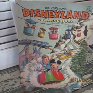 Rare Vintage Walt Disney's Disneyland Adult Coloring Book 1964 Whitman