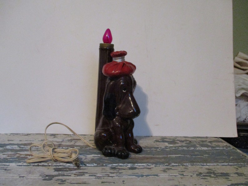 Basset Hound with Hangover Bar Light Enesco Red Ware Japan Dog with Ice Pack on it/'s head,