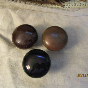 Porcelian Door Knobs, Vintage Hardware, 3 Porcelian Knobs, Black Porcelian, Brown and Rust Colored Door Knobs
