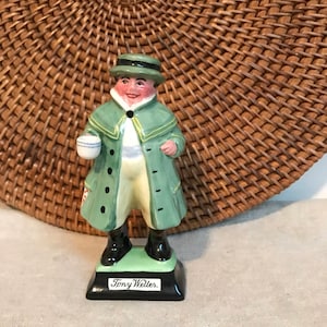 Tony Weller, Burslem England Porcelain Figurine,Happy Smiling Tony with a Cup of Coffee,Green Coat and Hat