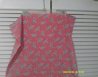 Beautiful Oversized Feed Sack Pillowcase, Pretty Pink with Blue Flowers, Measures 32 1/2x 21 inches. Use for a Vintage Feed Sack Quilt.