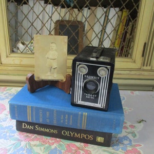 Brownie Target SIX-20 Box Camera, Made in USA by Eastman Kodak Company. Vintage Brownie Camera, Art Deco Style.