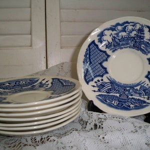 Fair Winds, Permanet Colors, Made by Alfred Meakin, Saffordshire, Englead, 8 Saucers, Excellent Condition