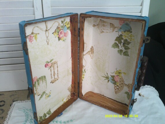 Painted Small Case, Painted Distressed Turquoise … - image 3