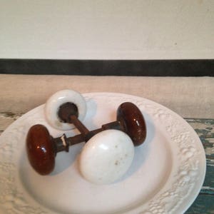 Vintage Door Knobs, Brown Porcelain, Awesome for a restoration of a Farm House Project or make a Coat/Hat Rack