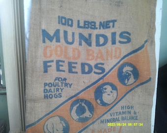 Mundis Gold Band Feeds, Burlap bag