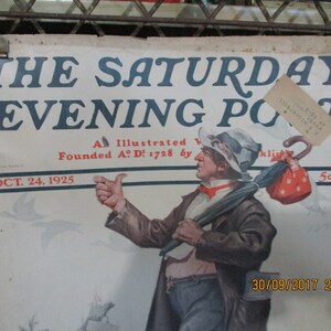 Vintage The Saturday Evening Post Magazine, October 24, 1925, 223 pages some black and white and some Colored Pages, Vintage advertisement.