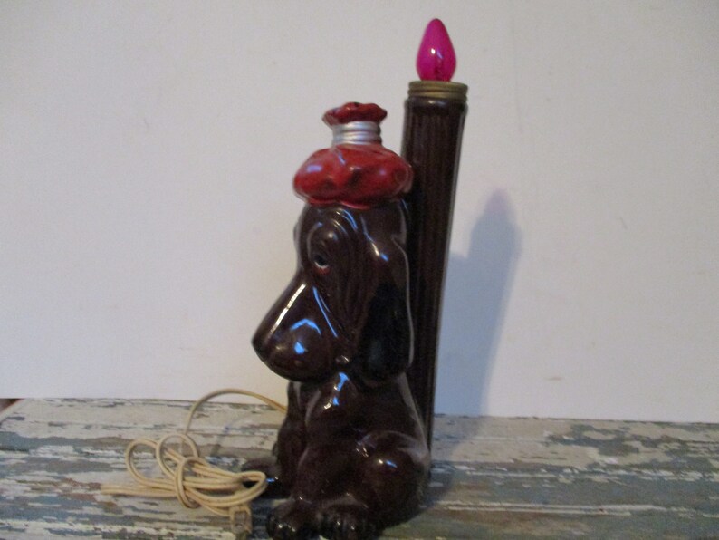 Basset Hound with Hangover Bar Light Enesco Red Ware Japan Dog with Ice Pack on it/'s head,