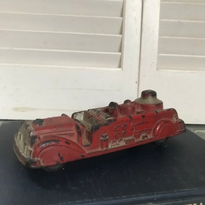 Vintage Hard Rubber Fire Truck, Auburn Fire Department, made in USA