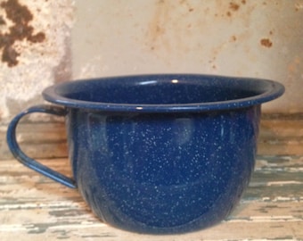 Blue Speckled  Granite Ware Enamel Ware Chamber Pot
