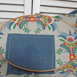 Beautiful Linen Cloth, signed BonA, Blue, Orange, Yellow and Green