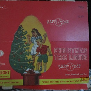Happy Times Kerstboom verlichting, 15 lichten, meerdere verlichting set, Sears Roebuck en Co, Prachtige Graphics in de doos.
