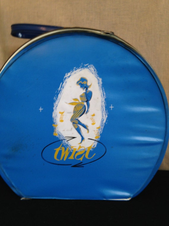 Vintage Blue "twist" Vinyl Overnight Case - Screa… - image 4