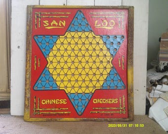 San Loo Chinese Checker Board, Double sided. Very colorful board with metal frame.