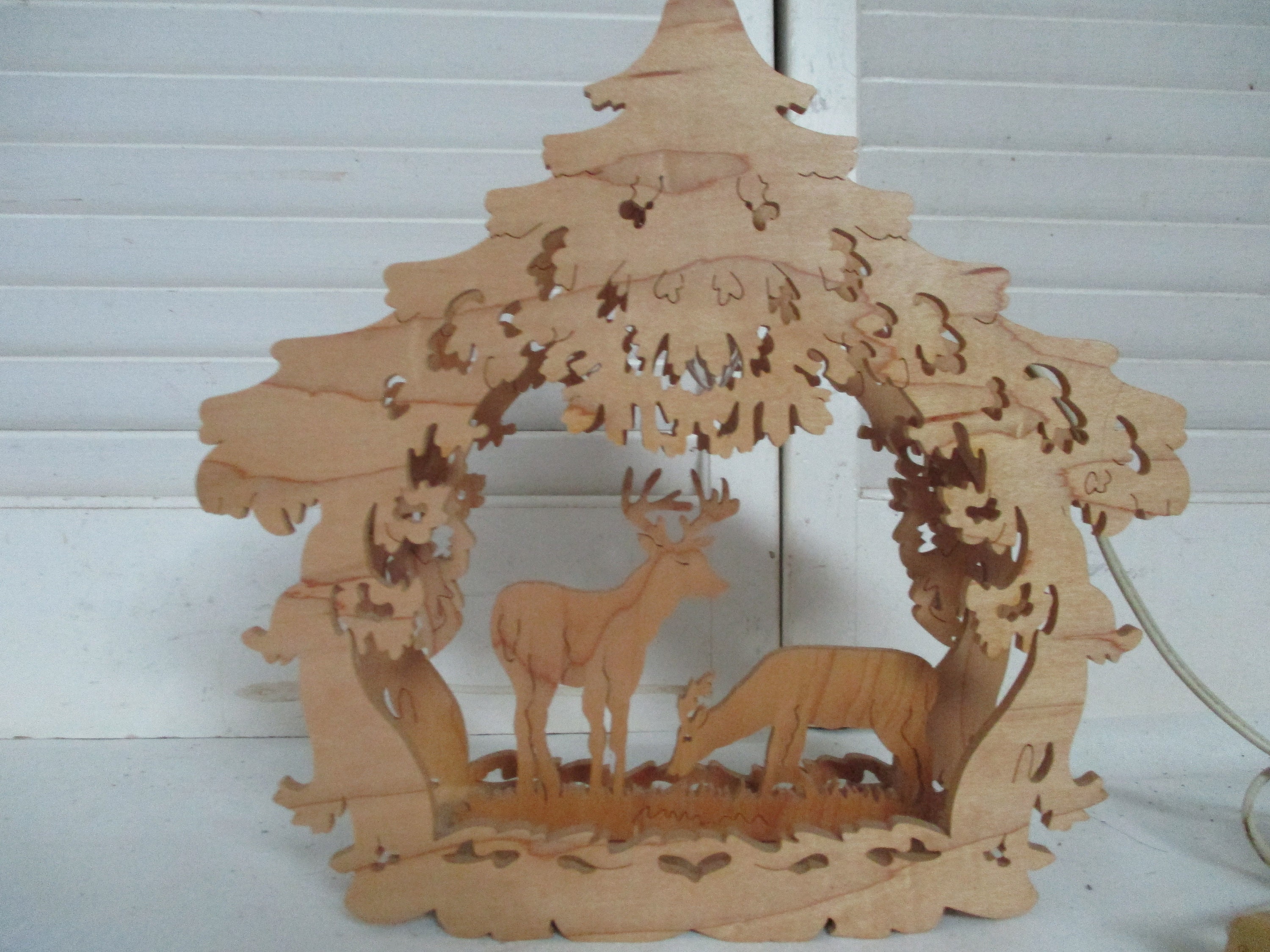 Lasor Cut Night Light, Deer Cut out in a Forest Scene, Excellent Workmanship Cutout.