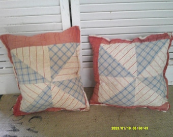 Lumbar Pillow Made From Antique Quilts, Vintage Pillow, Handmade Oblong Pillow, Colorful Pillow, Old Pillow
