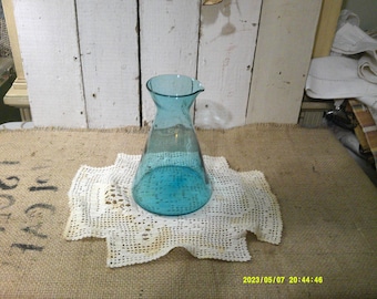 Beautiful Turquoise Carafe, hand blown