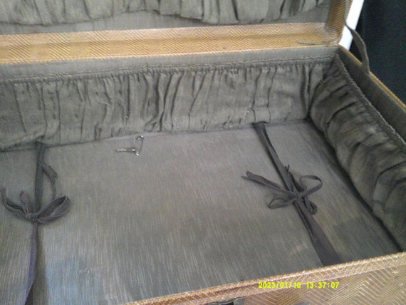 Extra Large Suitcase, Brown Herringbone, Leather … - image 4