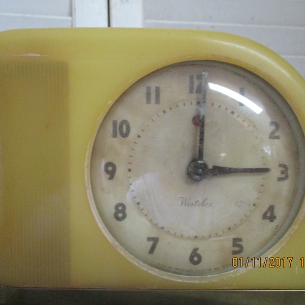 Lovely Westclox, Non-working Clock, Yellow Bakelite Art Deco Style